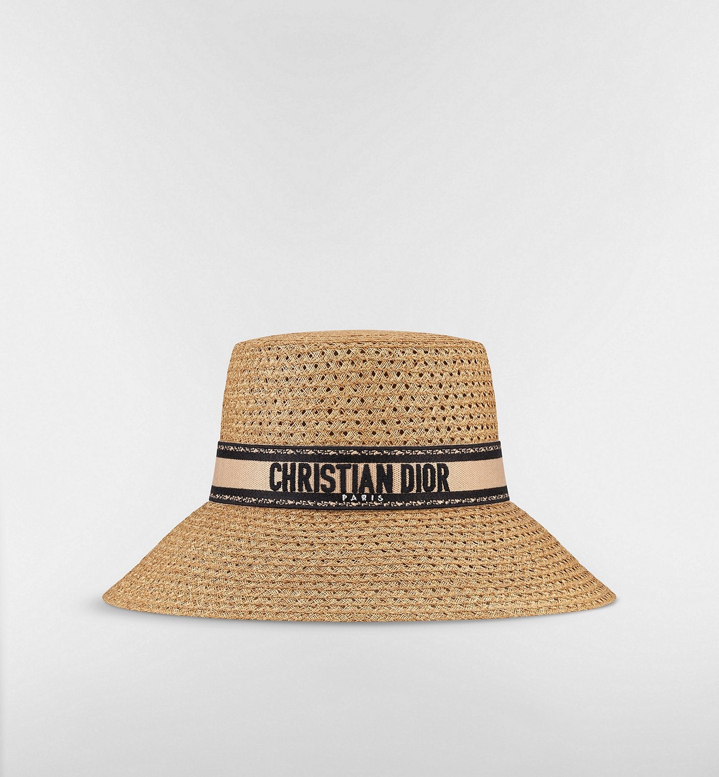 Cappello in paglia CD nero tesa larga