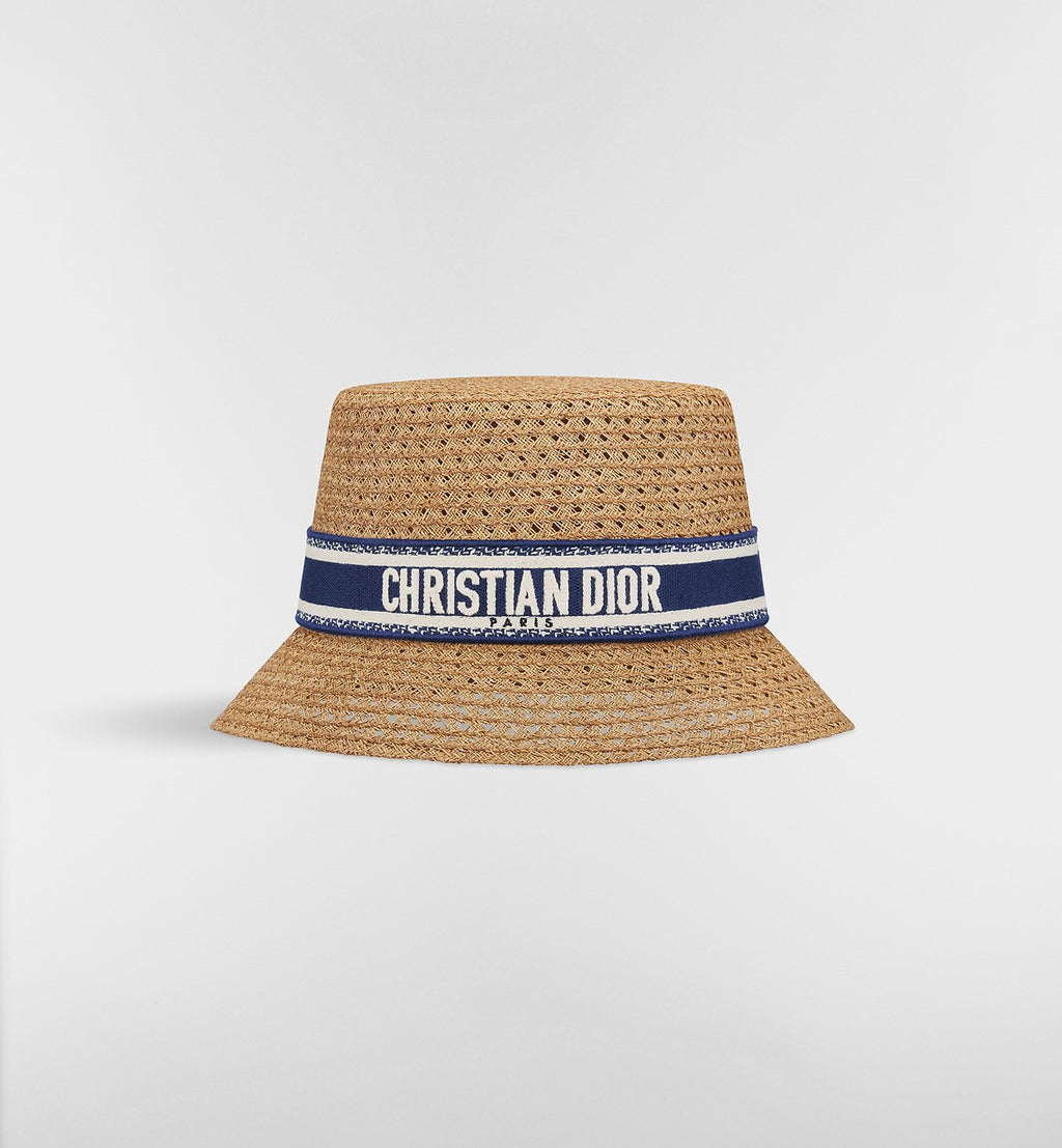 Cappello in paglia CD blu