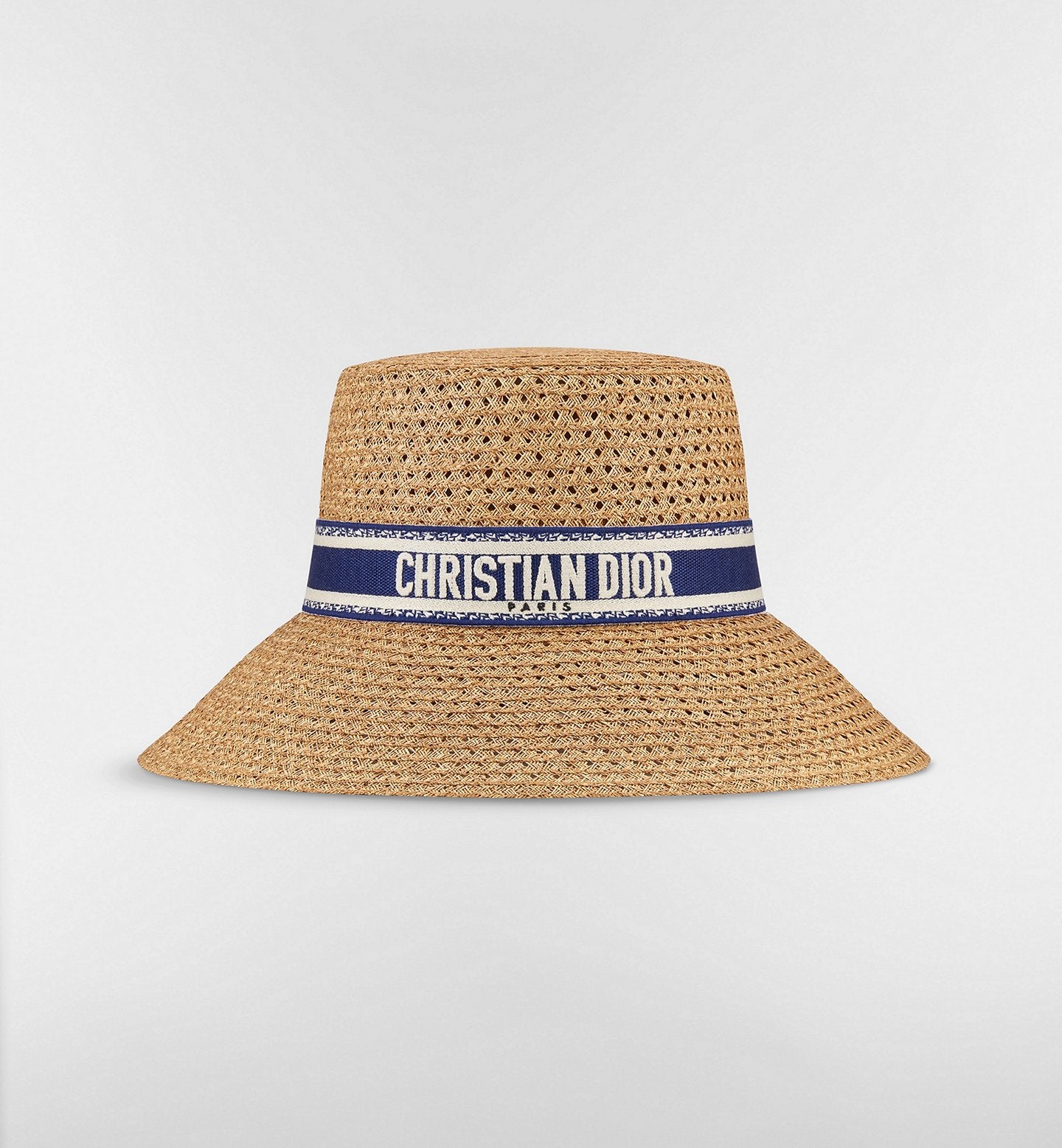 Cappello in paglia CD blu tesa larga