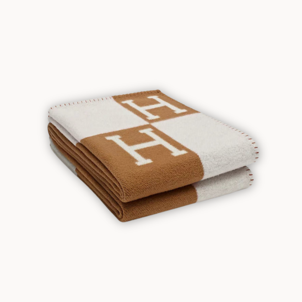 CHECKED PLAID H CAMEL 135x170cm