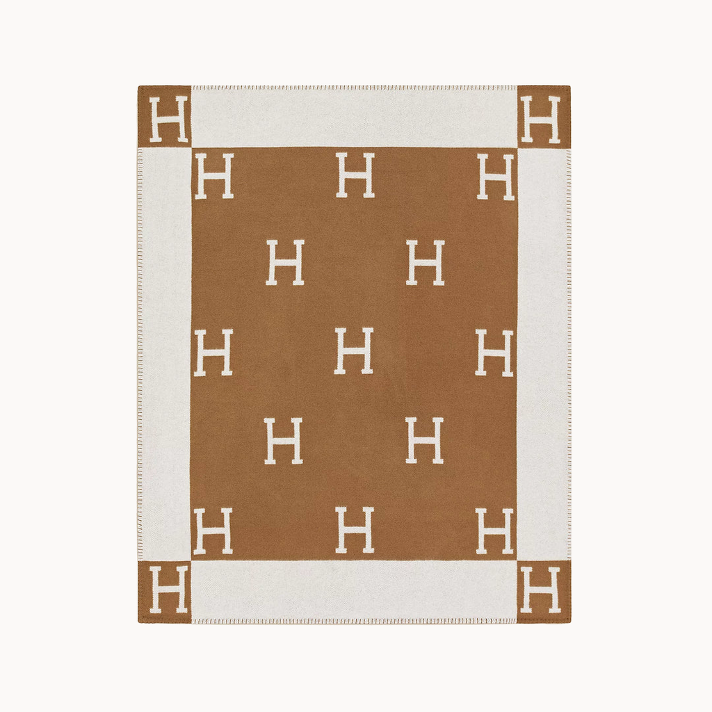 CHECKED PLAID H CAMEL 135x170cm