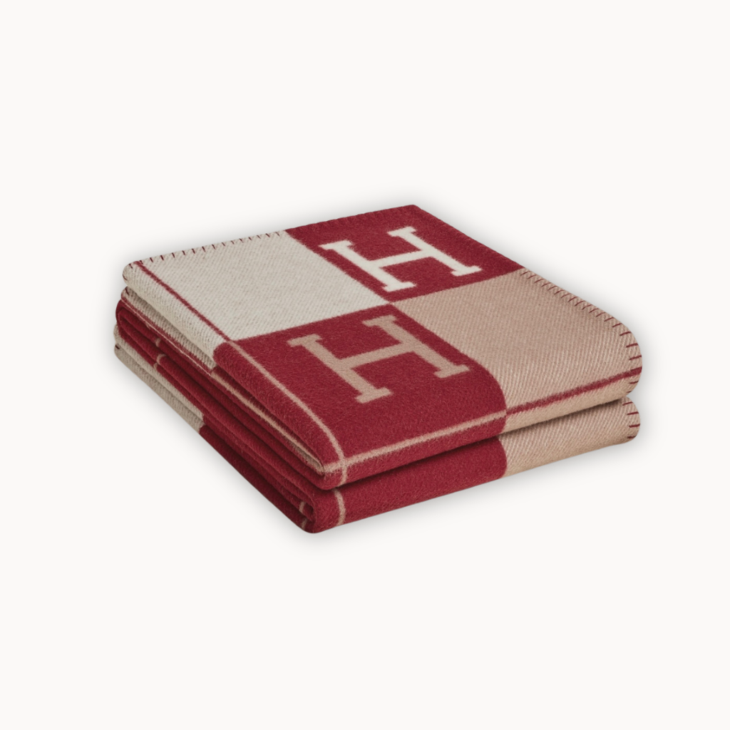 PLAID QUADRI H RED 135x170cm