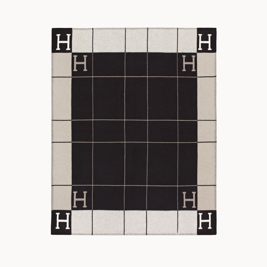 CHECKED PLAID H BLACK AND BEIGE 135x170cm