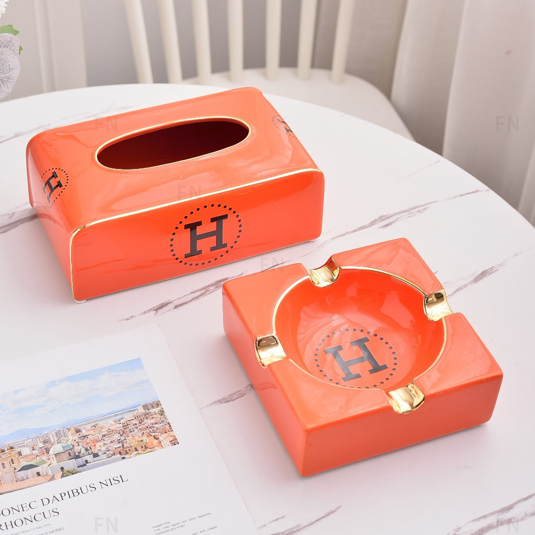 Orange H ashtray 